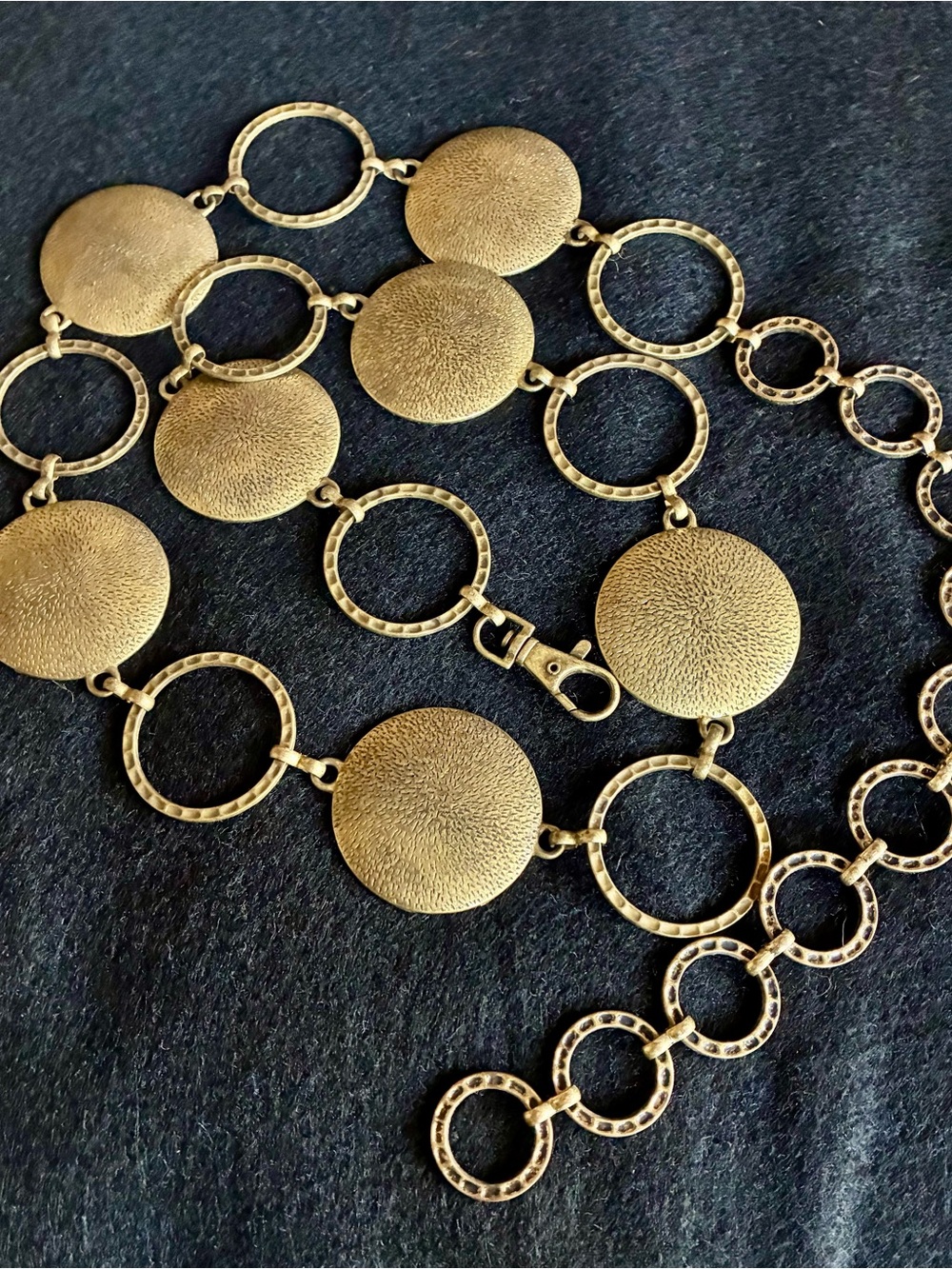 Bronze-Tone Textured Disc Link Belt for Women